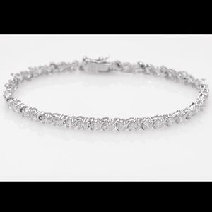 Lab-Created White Sapphire Tennis Bracelet in Sterling Silver - 7.25"